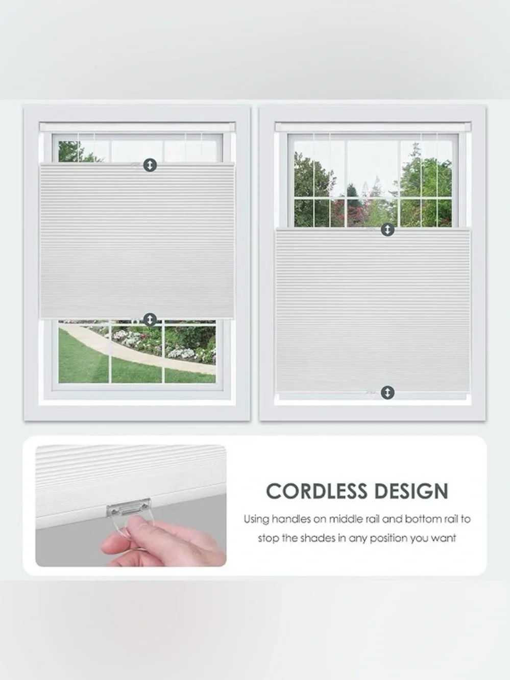 LAZBlinds CellularHoneycomb No Drill Window Curtains Color Gray 41” x 48”